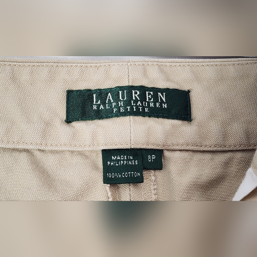 ❤️ LAUREN BY RALPH LAUREN WOMEN'S PETITE BERMUDA SHORTS SIZE 8P KHAKI ❤️ - Picture 3 of 9